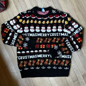 Black Christmas Sweater with Festive Patterns